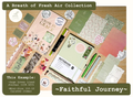 Mini Journaling Bundle in the Faithful Journey Theme, with a Sage Green size A5 Journal surrounded by various themed journaling items such as bookmarks, pens, markers, stickers and scrapbooking papers. Listed as 15% off for a limited time.
